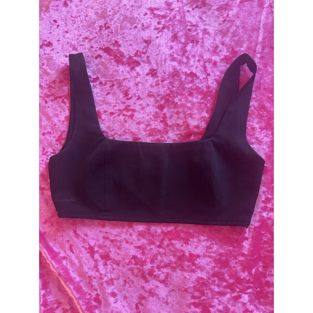 Princess Polly Black Square Neck Crop Top Bra Chic Classic Modern Women's Size 2